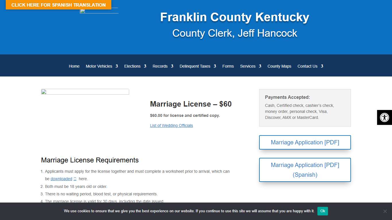 Marriage License - Franklin County Clerk